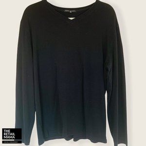 Robert Barakett Mens V-Neck Black Long Sleeve